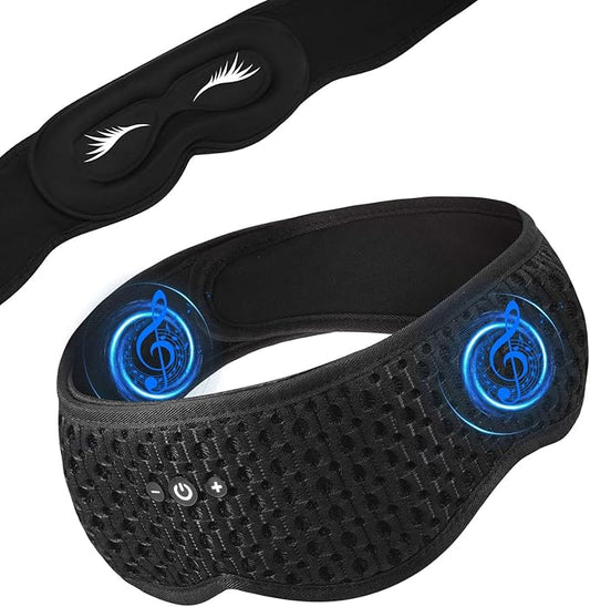 Bluetooth Sleep Mask with Removable 3D Contoured, 100% Blackout Eye Mask for Sleeping, Sleeping Headphones with Ultra-Thin Stereo Speakers, Perfect Tech Gifts for Men/Women/Insomniacs