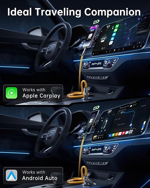 SHEZI Silicone 4 in 1 USB C Cable 60W 5FT Compatible with Lightning Cable, Fast Charging for iPhone Charger Cord [480Mbps Data Sync],Multi Charging Cable with Type C/USB A, Yellow