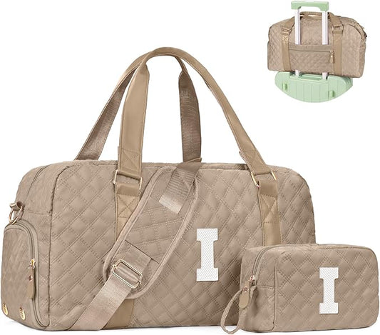 Initial Duffle Bag Women Girls Gift: Personalized Travel Gym bags, Dance Cheer bag Sports for Girl, Kid Gymnastics Bags, Birthday Gifts for Women Girls Kids Teens Mom Teacher