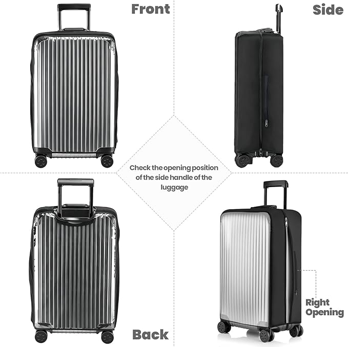 No Disassembly Suitcase Covers for Luggage - 30 Inch Clear Luggage Cover Protector, Black PVC Luggage Protector Suitcase Cover
