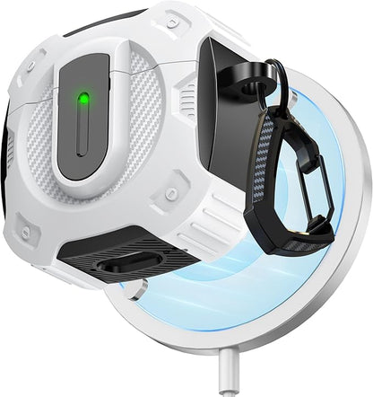 RFUNGUANGO for AirPods 4th Generation Case, 2024 New Space Theme Case. Compatible with AirPods 4th Generation, with Locking Feature, Military Grade Drop Protection, Works with MagSafe.[White]