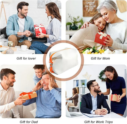 Vomgomfom 3L 6.5 Inch Silicone Toiletry Bag, Waterproof Leakproof Travel Cosmetic Organizer, Adjustable G-Buckle Compression Dopp Kit, Foldable Makeup Bag for Women & Men, White