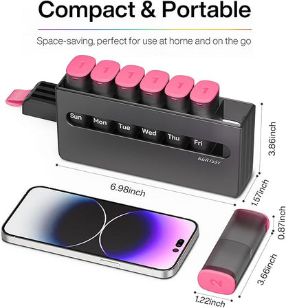 Weekly Pill Organizer 2 Times a Day - Am Pm Pill Box 7 Day, Large Twice Medicine Pill Case for Daily Medication, Vitamins, Fish Oils, Supplements Portable Week Pill Holder Container, Rose Pink
