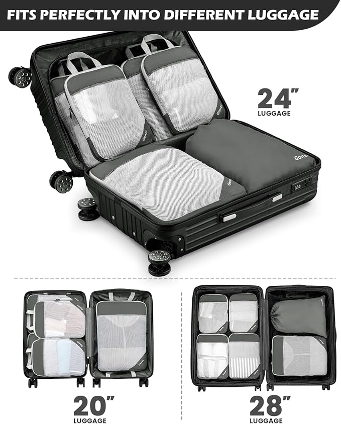 Compression Packing Cubes, Gonex Extensible Storage Mesh Bags Organizers