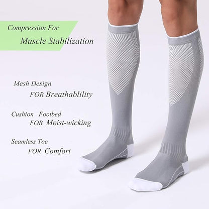 FITRELL 3 Pairs Compression Socks for Women and Men 20-30mmHg-Circulation Support Socks
