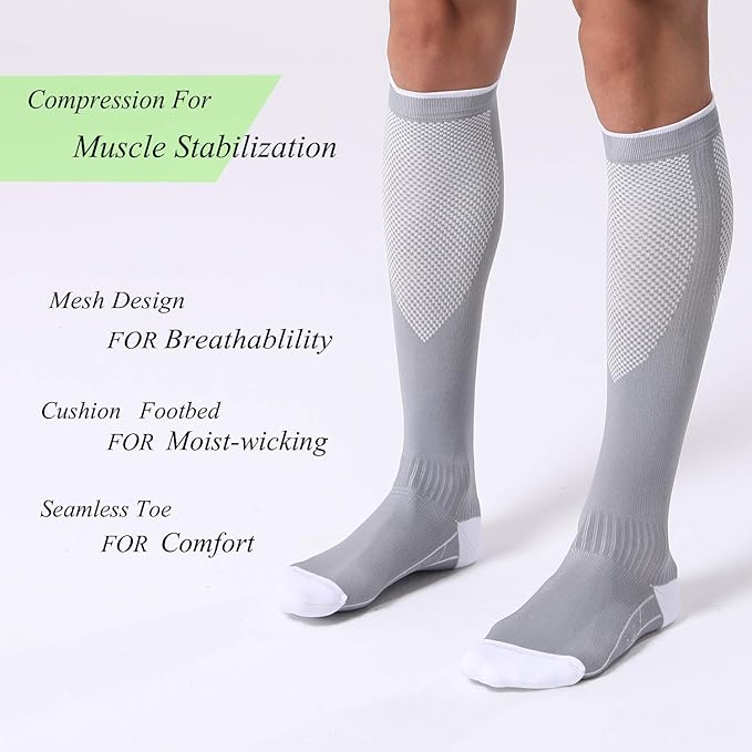 FITRELL 3 Pairs Compression Socks for Women and Men 20-30mmHg-Circulation Support Socks