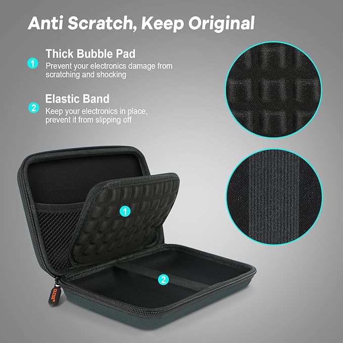 Shockproof Hard Shell Case - Large Electronic Organizer Carrying Case for External Hard Drive, Power Bank, Charger, Battery, GPS, Cell Phone - Portable Storage Pouch Bag Travel Case - Grey Blue