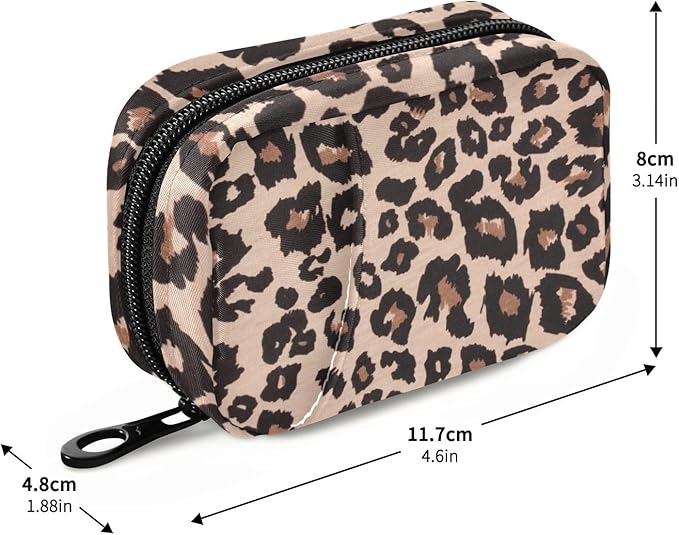 Pill Organizer Box Case Weekly Travel Pill Container Cute Pill Holder 7Day Vitamin Organizer Pill Dispenser Sorter Planner Storage Small Compact Leopard Print Brown08