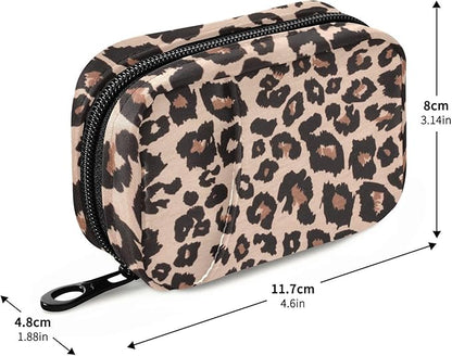 Pill Organizer Box Case Weekly Travel Pill Container Cute Pill Holder 7Day Vitamin Organizer Pill Dispenser Sorter Planner Storage Small Compact Leopard Print Brown08