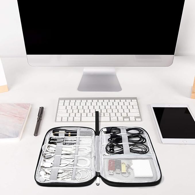 SELLYFELLY Travel Electronics Organizer Portable Cable Organizer Bag for Storage Electronic Accessories Case for Cord,Phone,Charger,Flash Drive (Black)