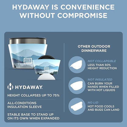 HYDAWAY 1.5-Cup Collapsible Insulated Bowl with Lid - BPA-Free, Leak-Resistant, and Ultra-Compact for Travel, Camping & Everyday Meals