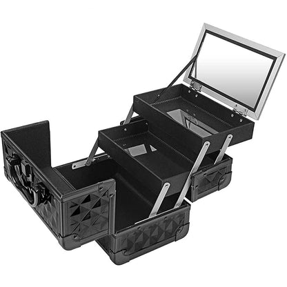 SHANY Chic Makeup Train Case Cosmetic Box Portable Makeup Case Cosmetics Beauty Organizer Jewelry storage with Locks, Multi trays Makeup Storage Box with Makeup Mirror - Twilight