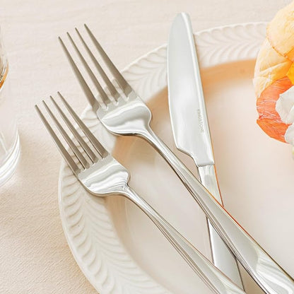 KINGSTONE Mirror Polish Silverware Set for 8, 40-Piece 18/10 Stainless Steel Flatware Set, Dishwasher Safe Cutlery Set for Wedding, Home, Restaurant, Knives Spoons and Forks Set