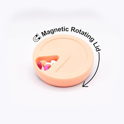 Travel RX Pill Case by Type Two Labs – Weekly 7 Day Pill Box, Compact Magnetic Organizer for Pills fits Purses or Pockets, Rugged Daily Caddy Holds Vitamins, Supplements and Medication. (Peach)