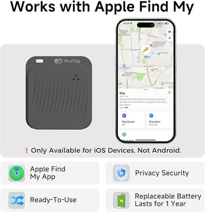 4 Pack Air Tracker Tags (iOS Only), Bluetooth Tracker for Apple Find My App, Replaceable Battery, Item Finders and Locator Smart Tag for Keys, Bags, Luggage, Wallet- Dark Gray