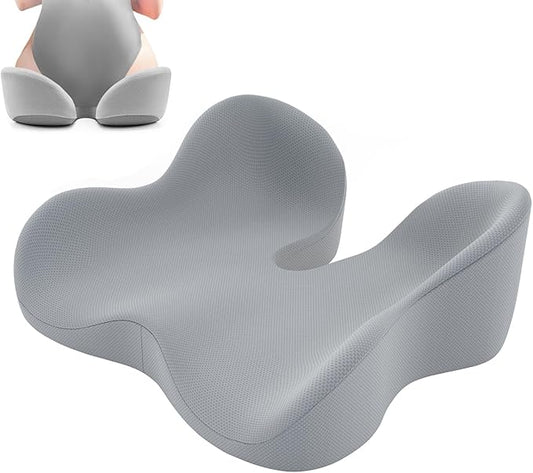 Seat Cushion, Wide & Soft Support Memory Foam Cushion for Office Chair, Desk Chair, Car Seat, Airplane, Ergonomic Sciatica, Hip & Tailbone Pain Relief Cushion for Long Sitting