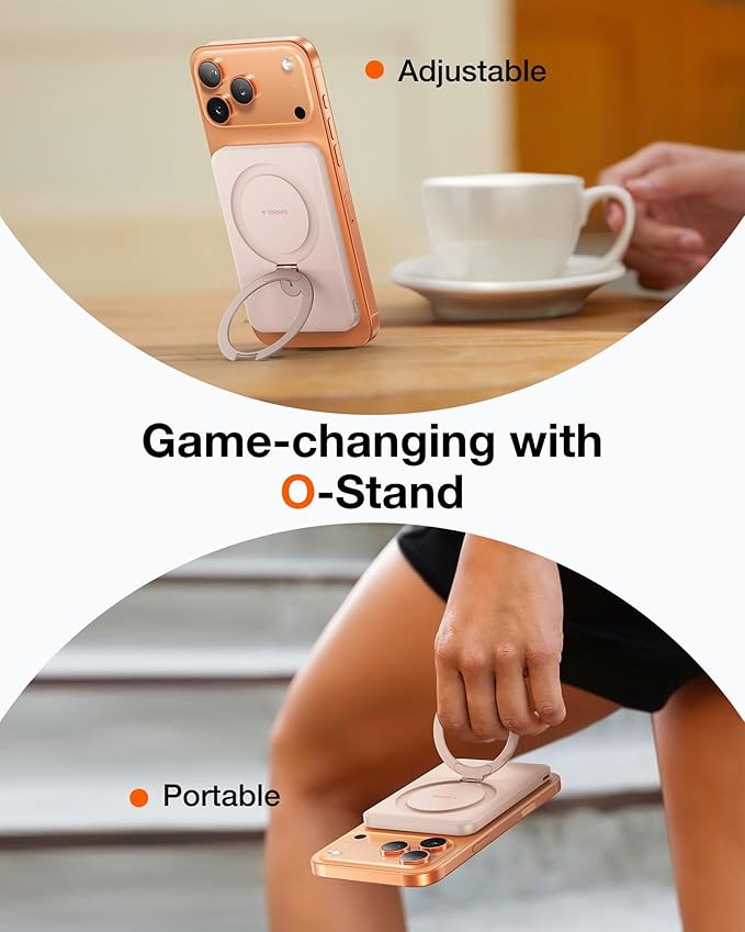 TORRAS EasyGo 0.45" Slim Magnetic Portable Charger Power Bank for iPhone, 5000mAh 22.5W Fast Charging Wireless Battery Pack Compatible with Magsafe, iPhone Air,Pro,Pro Max,17,16,15,14,13,12, Rose Gold