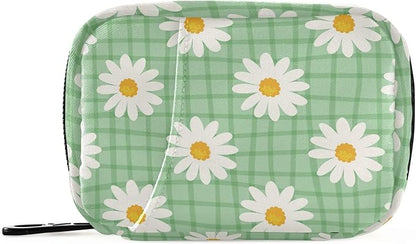 Light Green Daisy Travel Pill Organizer Weekly Small (Cute) Pill Box 7 Day Pill Case Vitamin Holder Pill Bottle Organizer