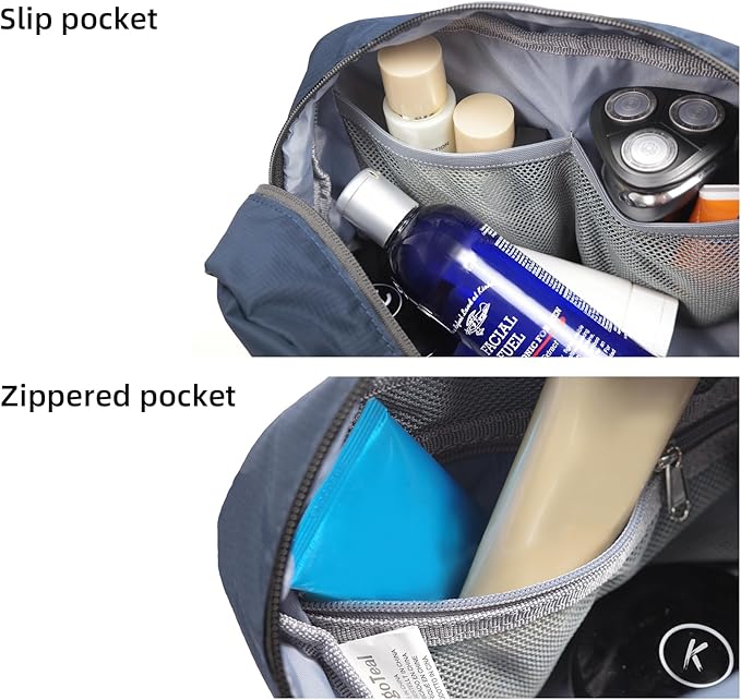 Travel Toiletry Bag 8L, Large Packing Cube with Waterproof TPU Wet/Dry Compartment (03 Blue Abyss)