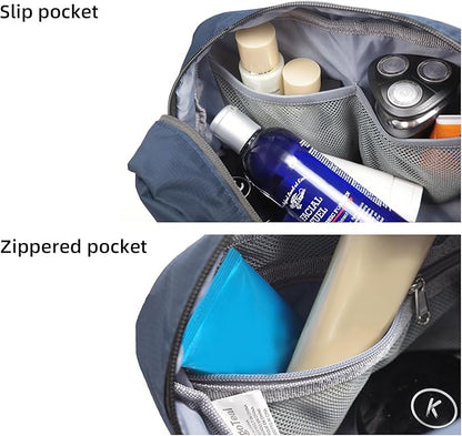 Travel Toiletry Bag 8L, Large Packing Cube with Waterproof TPU Wet/Dry Compartment (03 Blue Abyss)