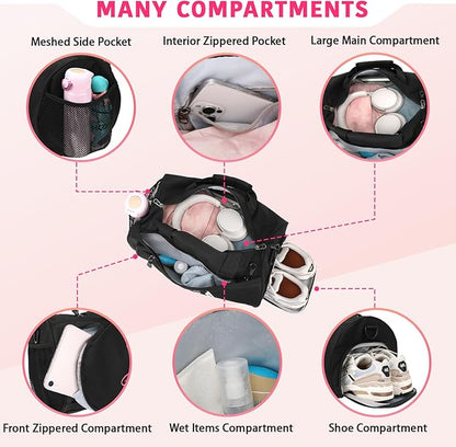 kilofly Girl's Ballet Dance Sports Gymnastics Gym Duffel Bag Travel Carry On