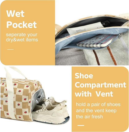 BLUBOON Duffle Bag Girls Kids Cute Gym Bag with Shoes Compartment & Wet Separation Waterproof Sports Overnight Travel Bag