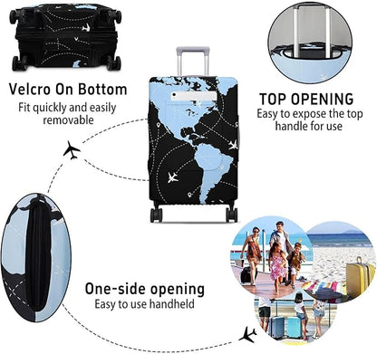 World Plates Travel Luggage Cover, Travel-Themed Suitcase Protector Stretchable, Washable Travel Suitcase Cover (M for 22-24 Inch Luggage)