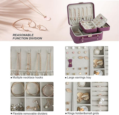 Jewelry Box for Women, Travel Jewelry Organizer Ladies Watch and Jewelry Case Travel Jewelry Case for Necklaces. (Burgundy Red)