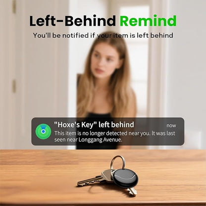 Air Tracker Tags-4 Pack Black, Bluetooth Tracker Works with Apple Find My (iOS Only), Smart Tag with Lanyard, Item Finder for Luggage, Key, Suitcases, Replaceable Battery, IP67 Waterproof Tracking Tag