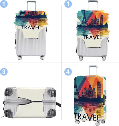 Luggage Cover Washable Suitcase Protector Anti-Scratch,Stretchable Fit for 20-34Inch Luggage Durable Travel Bag Cover with Zipper Closure (Travel-1, XL(fits 32-34Inch suitcase))