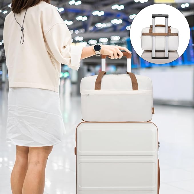 Kono Travel Duffel Bag 20L Under Seat Carry-on Bag Sports Tote Gym Bag Weekender Overnight Bags 15.75""x9.84""x7.87"" White, EA2369