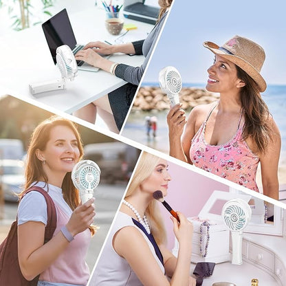 HandFan Upgraded Portable Misting Fan, Handheld Spray Water Mister Fan, USB Rechargeable Personal Mist Fans, Mini Cooling Hand Fans for Summer Beach Travel Concerts, Gifts for Women(White)