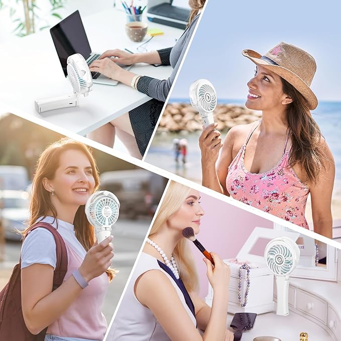 HandFan 2025 Upgraded Portable Misting Fan, Two Button Easy Operation, Handheld Rechargeable Mister Fan, Spray Water Mist Fans, Mini Electric Cooling Fans for Travel, Outdoors, Disney(White)