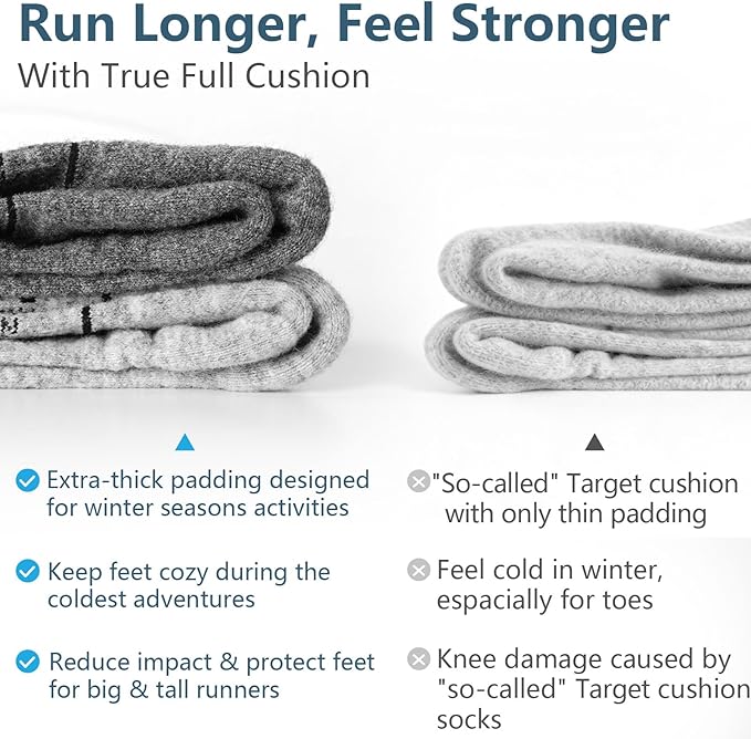 Mohair Wool Compression Running Socks 3 Pairs Anti-Blister Crew Socks Moisture Wicking Target Cushion Athletic Hiking Socks