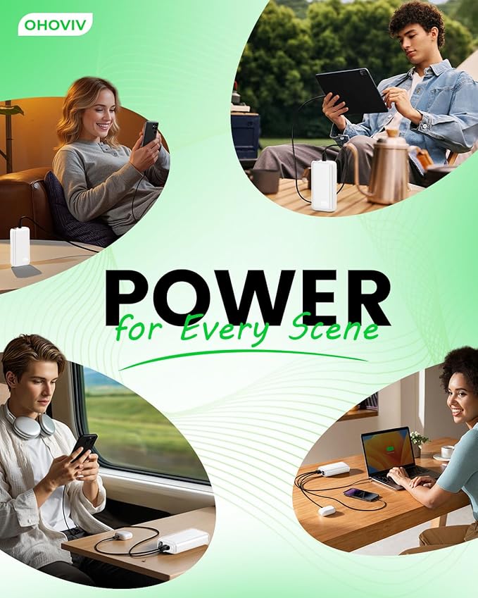 Portable Charger 50000mAh Power Bank - 22.5W Fast Charging External Battery Pack,USB-C Portable Phone Charger for iPhone 17/16/15/14/13 Pro Android Samsung, for Travel Camping Essential-White