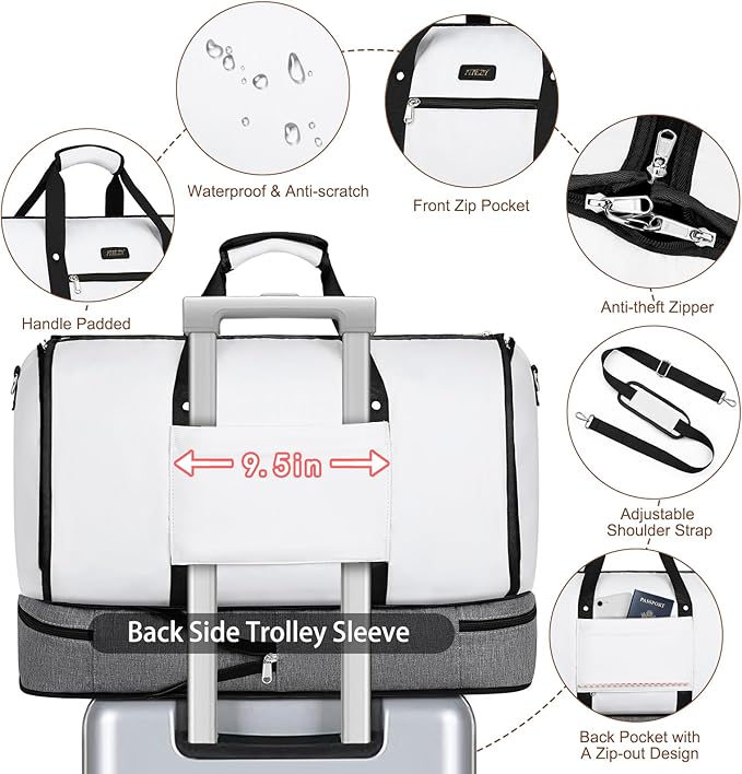 Garment Duffle Bag for Travel - Convertible Carry on Garments Duffel Bags Travel Bag for Women Men Large Weekender Bag with Shoes Compartment 3 in 1 Hanging Clothes Suit Dress Bag 3pcs Set