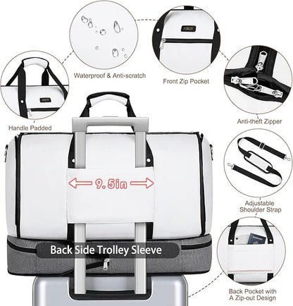 Garment Duffle Bag for Travel - Convertible Carry on Garments Duffel Bags Travel Bag for Women Men Large Weekender Bag with Shoes Compartment 3 in 1 Hanging Clothes Suit Dress Bag 3pcs Set