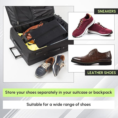 Leinuosen 2 Pcs Smell Proof Shoe Cleat Bag for Travel Water Resistant Odor Absorbing Lightweight Golf Soccer Shoe Storage Organizer Pouch with Zipper for Gym Sports Work Men Women (Black)