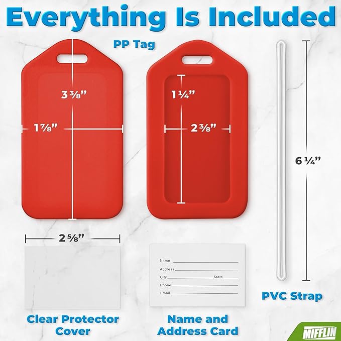 Mifflin-USA - Luggage Tags - Red, 50 PK - Bag Tag for Baggage - Suitcase Accessory Bulk