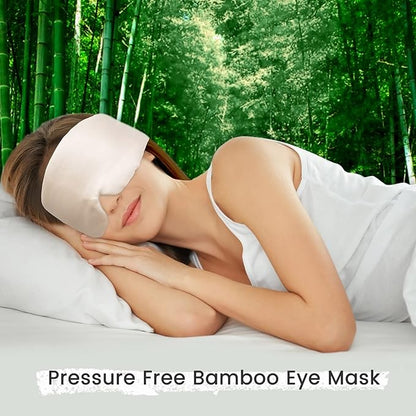 100% Handmade Bamboo Sleeping Eye Mask for Women for Men,Night Masks,Organic Sleep Mask,Blockout Eye Mask for Sleeping,Large Size Adjustable (1 PC, Apricot)