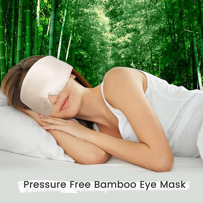 2pcs 100% Handmade Bamboo Sleeping Eye Mask for Women for Men,Night Masks,Organic Sleep Mask,Blockout Eye Mask for Sleeping,Large Size Adjustable (Apricot & Dark Grey)