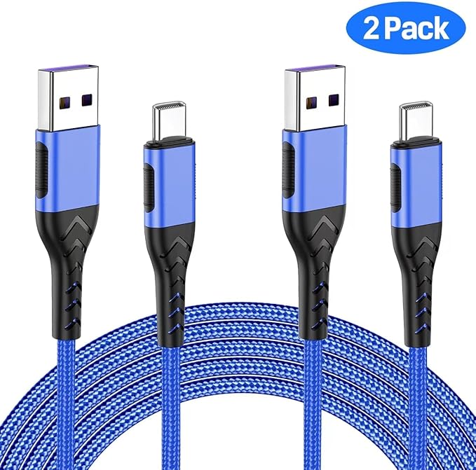 Durcord USB C Charger Cable, Upgarded 2Pack 10ft Fast Charging 10 Feet USB Type C Charging Cord Cable, 10 Foot Type C Charger Braided USB Cable Compatible with iPhone 15/Pro/Plust/Max-Blue