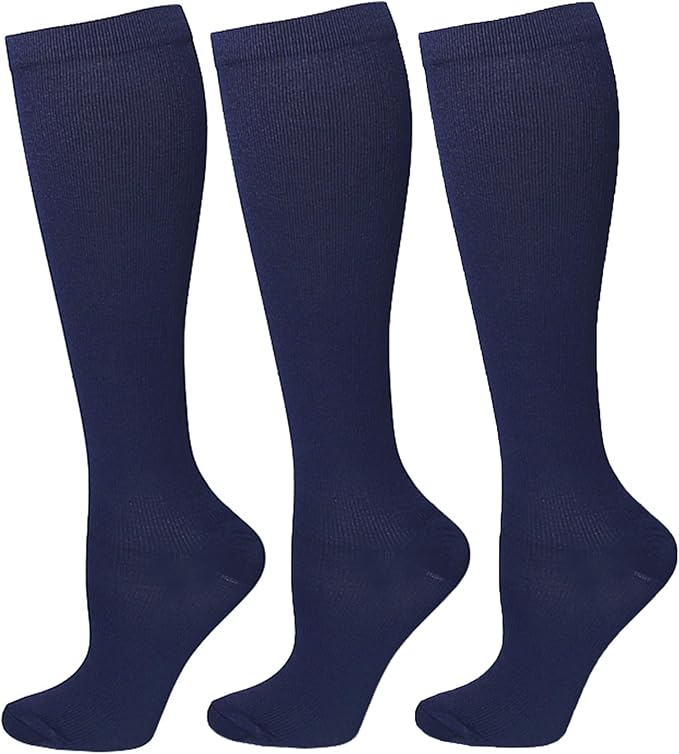 Bestjybt 3 Pairs Compression Socks for Women & Men Circulation 15-20 mmHg Support Socks for Athletic Running Cycling