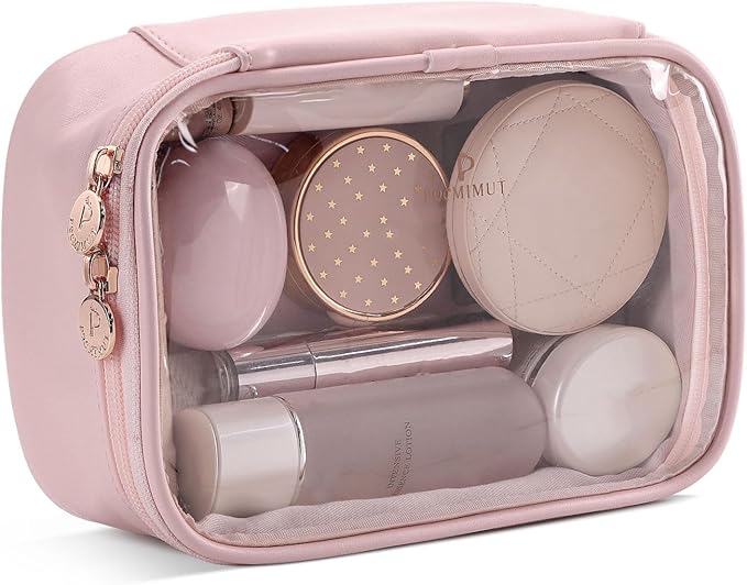 Pocmimut Clear Makeup Bags,Small Makeup Pouch with Large Cosmetic Bag Toiletry Bag Car Accessories Storage for Women Men,Travel Essentials Organizers,Pink