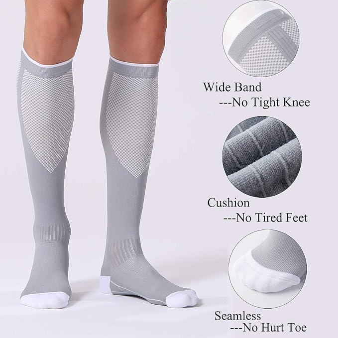 FITRELL 3 Pairs Compression Socks for Women and Men 20-30mmHg-Circulation Support Socks