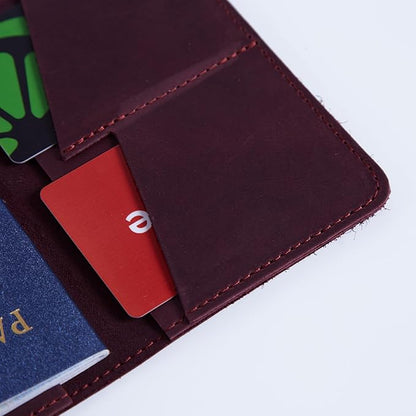 INCARNE US Leather Passport Holder for Travel - Passport Case - Passport Wallet for Men - Passport Cover for Women Sleeve Protector - Travel Essentials Vacation Luggage Travel Gifts - Vintage Burgundy