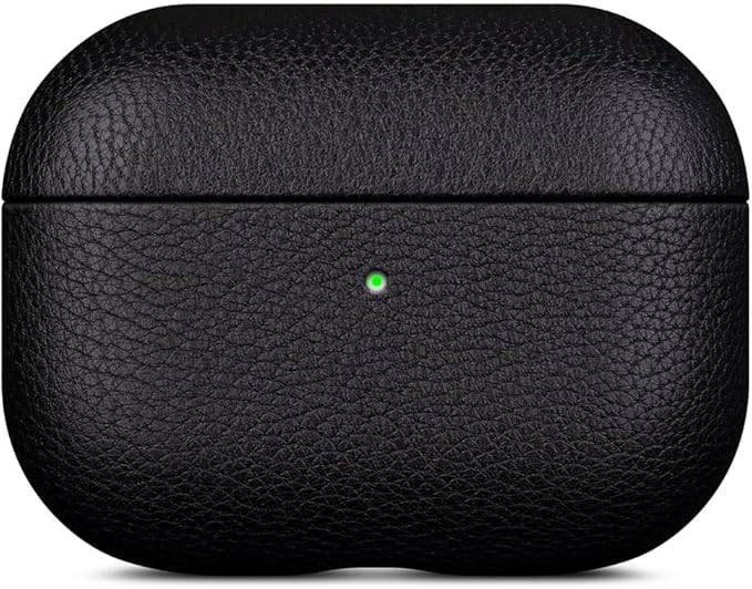 Lopie Handmade AirPods Pro 2 Leather Case Cover, Protective Case Fully-Wrapped with Lambskin Leather - Retail Packaging - Black
