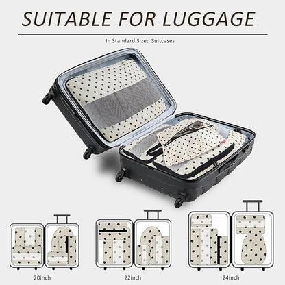 U+U 5 Set Packing Cubes for Travel Essentials Ultralight Luggage Packing Organizers with Laundry Bag and Shoe Bag for Vacation, Business Trip and Camping (Polka Dot)