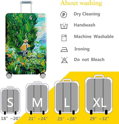 fancyfree Luggage Cover Washable Suitcase Protector Anti-scratch Suitcase cover (Cypress Painting, M(22"-24" luggage))