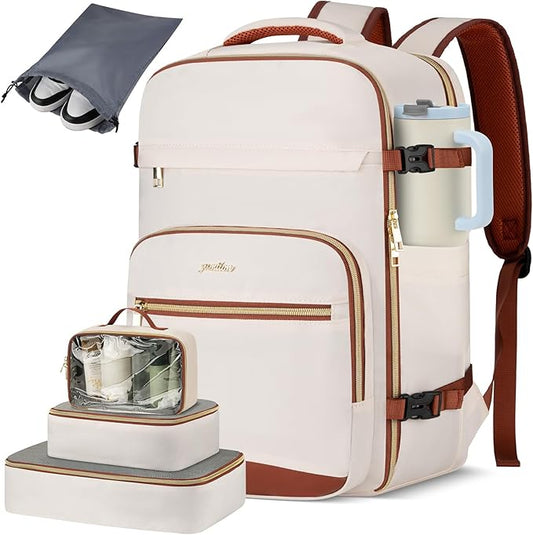 Travel Laptops Backpack for Women,Large Carry On Luggage for Airplanes Weekender Bags for Personal Items,Airline Approved TSA Overnight Bags with 4 Packing Cubes